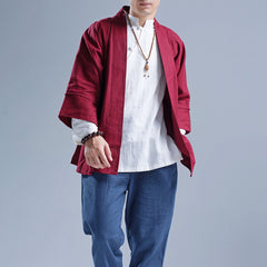 Cotton linen kimono,Vintage Japanese Kimono,Loose Casual Cotton and Linen Shirt,Summer Kimono 20240725