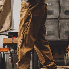 Cotton Casual Cargo Pants, Men's Casual Elastic Waist Cotton Workwear Ankle Pants