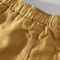 Summer cotton linen ankle pants, elastic waist summer pants