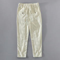 Vintage buttoned cotton linen pants, summer cotton linen ankle pants
