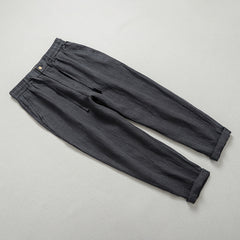 100% Linen Summer Ankle Pants, 4 Colours Men's Elastic Waist Tie Linen Ankle Pants
