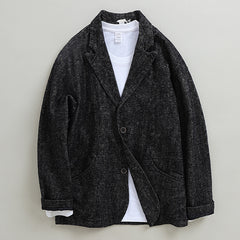 Loose Linen Suit Jacket, Vintage Chinese Casual Cotton Linen Suit Jacket