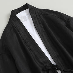 Men's loose cotton kimono, retro casual cotton jacket