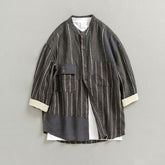 Men's patchwork linen shirt, casual loose oversize linen shirt, summer 100% linen shirt