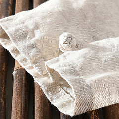 Vintage Chinese frog button linen shirt, men's summer long sleeve linen shirt