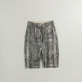 Men's Summer Printed Grey Linen Shorts, 100% Linen Shorts