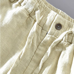 Vintage buttoned cotton linen pants, summer cotton linen ankle pants