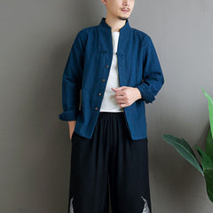 Chinese cotton and linen casual shirt, vintage Japanese kimono