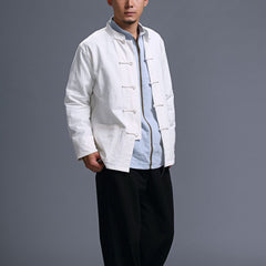 Chinese Cotton Linen Casual Jacket, Vintage Frog Button Jacket