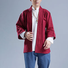 Cotton linen kimono,Vintage Japanese Kimono,Loose Casual Cotton and Linen Shirt,Summer Kimono 20240725