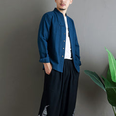 Chinese cotton and linen casual shirt, vintage Japanese kimono