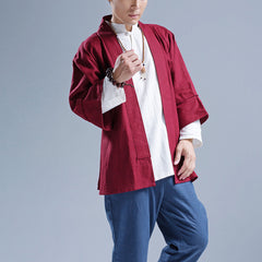 Cotton linen kimono,Vintage Japanese Kimono,Loose Casual Cotton and Linen Shirt,Summer Kimono 20240725