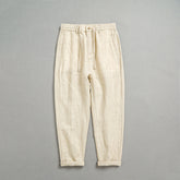 100% linen summer ankle pants, men's elastic waist tie linen ankle pants