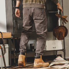 Cargo pants,men's casual elastic waist cotton workwear ankle pant,cotton casual harem pants