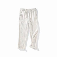 Men's linen pants, elasticated waist linen pants, full length linen pants straight legged