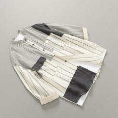 Men's patchwork linen shirt, casual loose oversize linen shirt, summer 100% linen shirt