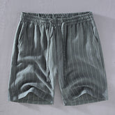 Summer cotton linen striped shorts, loose casual summer striped shorts