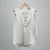 Summer Sleeveless Linen Shirt, Sleeveless Linen Vest