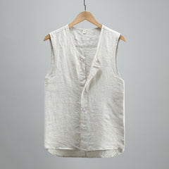 Summer Sleeveless Linen Shirt, Sleeveless Linen Vest