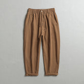 Summer men's loose linen ankle pants, elastic waist linen pants