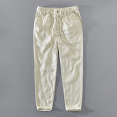 Vintage buttoned cotton linen pants, summer cotton linen ankle pants