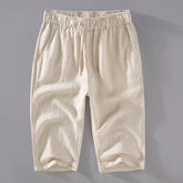 Men's summer cotton linen shorts, elastic waist cotton linen shorts