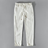 Summer linen trousers, vintage elastic waist loose linen pants.