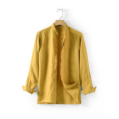 Casual long sleeve linen shirt, vintage men's linen shirt