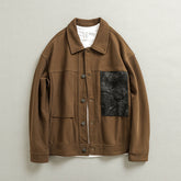 Men's patchwork cotton jacket, loose casual cotton jacket