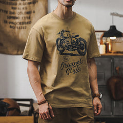 Summer Printed Cotton Short Sleeve T-Shirt, Retro Loose Casual Short Sleeve T-Shirt 20240804