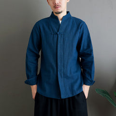 Chinese cotton and linen casual shirt, vintage Japanese kimono