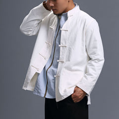 Chinese Cotton Linen Casual Jacket, Vintage Frog Button Jacket