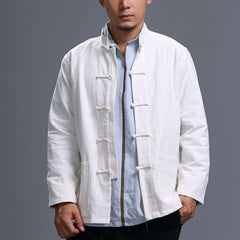 Chinese Cotton Linen Casual Jacket, Vintage Frog Button Jacket