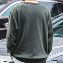 Men's Fall Boatneck Cotton Sweatshirt, High Quality Vintage Workwear Ami Clicker Long Sleeve Sweatshirt 20240804