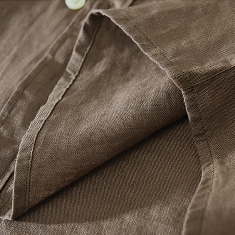 100% linen long sleeve shirt, summer loose 100% linen shirt.