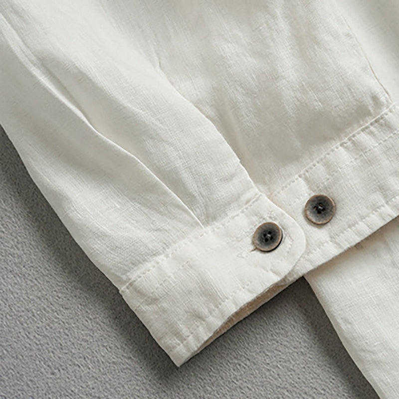 100% linen shirt, men's loose casual linen shirt