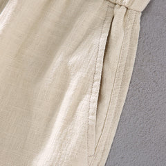 Men's summer cotton  linen shorts, elastic waist cotton  linen shorts