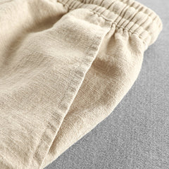 Summer elastic waist cotton linen pants, loose casual linen pants