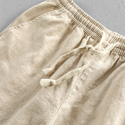 Summer elastic waist cotton linen pants, loose casual linen pants