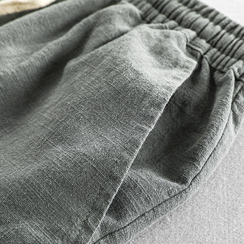 Summer elastic waist cotton linen pants, loose casual linen pants