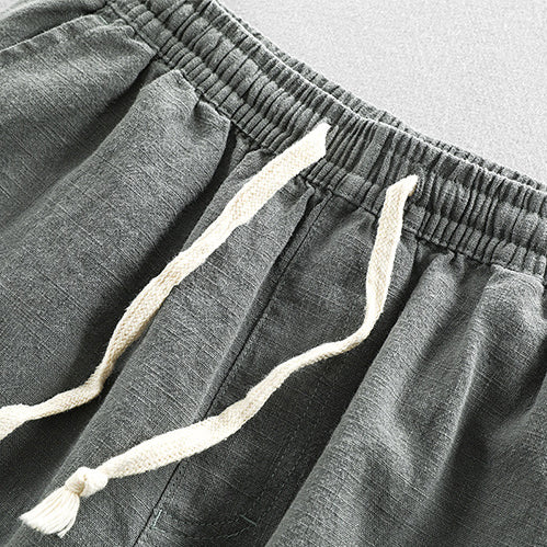 Summer elastic waist cotton linen pants, loose casual linen pants