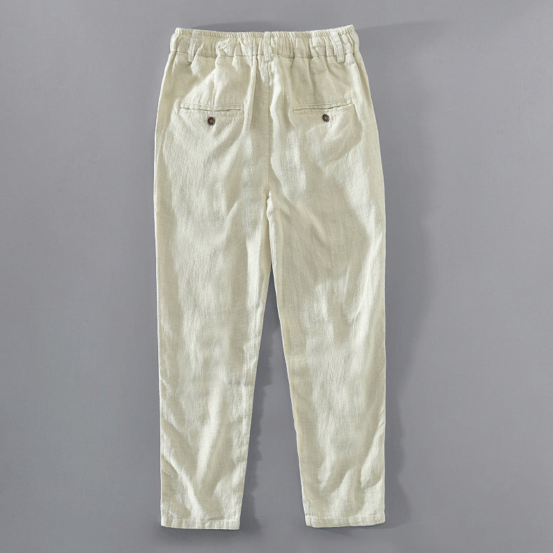 Vintage buttoned cotton  linen pants, summer cotton  linen ankle pants