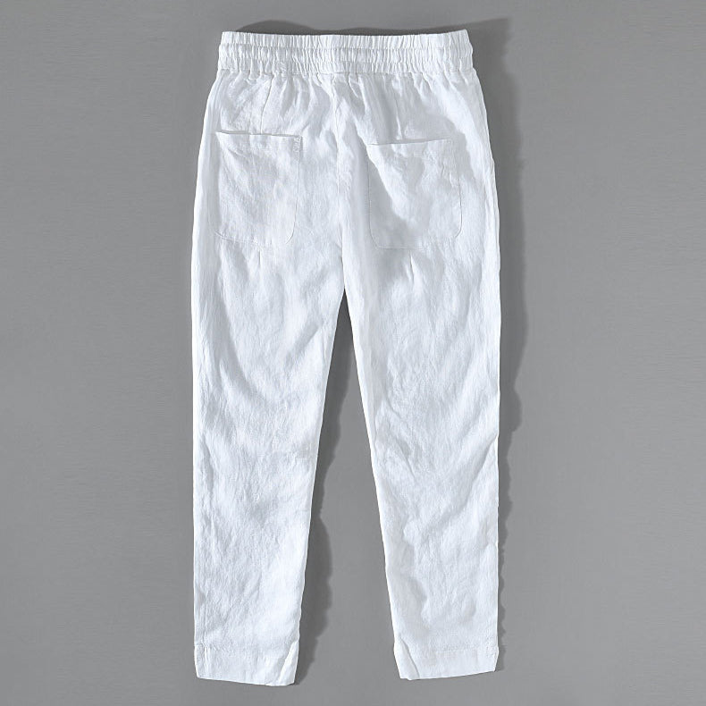 Summer Linen Ankle Pants, Casual Loose Linen Tapered Pants