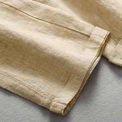 Summer loose linen ankle pants, elastic waist linen pants