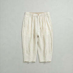 Summer men's loose linen shorts, casual elastic waist linen shorts