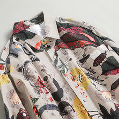 Loose Printed Jacket, Vintage Casual Cotton Jacket