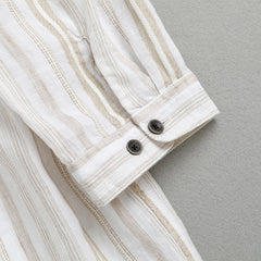 Summer half-sleeve linen shirt, men's vintage loose casual shirt