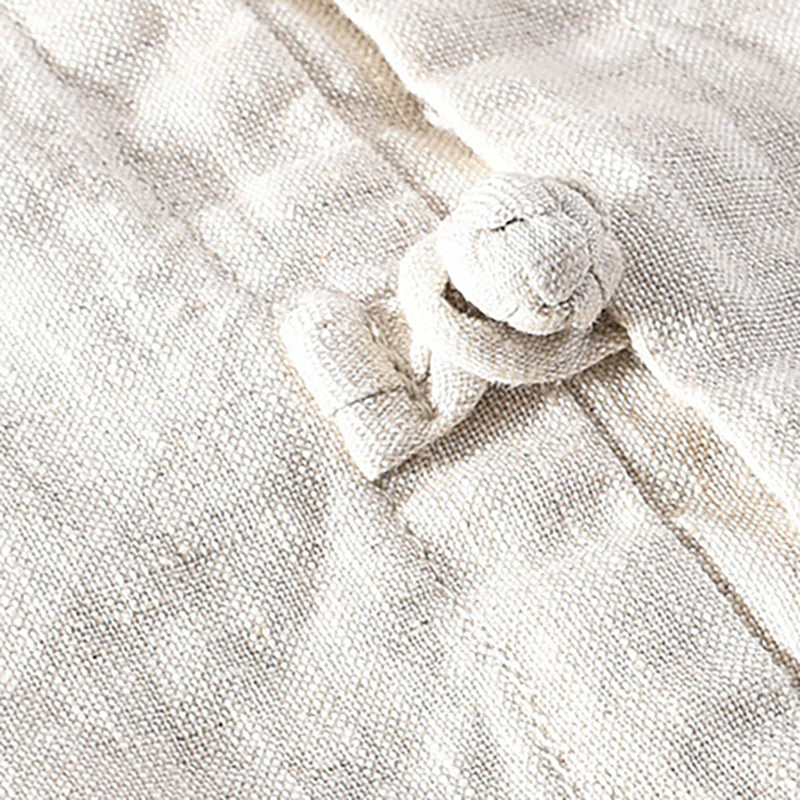 Vintage Chinese frog button linen shirt, men's summer long sleeve linen shirt