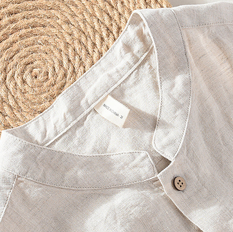 Summer linen long sleeve shirt, summer vintage concealed button 100% linen shirt