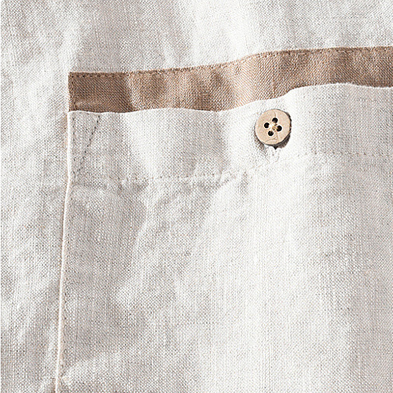 Summer linen long sleeve shirt, summer vintage concealed button 100% linen shirt